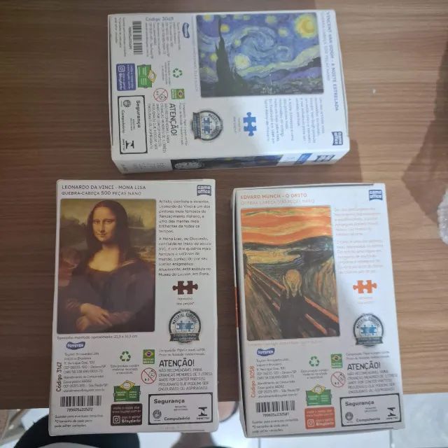 Kit 3 Quebra Cabeça Puzzle Obras de Arte 500 peças cada Total 1500 pçs - Foto 2