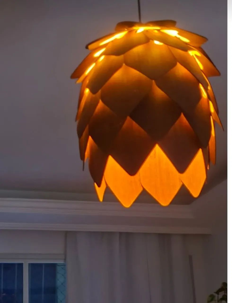 Lustre Pendente luminária Em Madeira - Lupulo Sucupira Grande - Foto 2