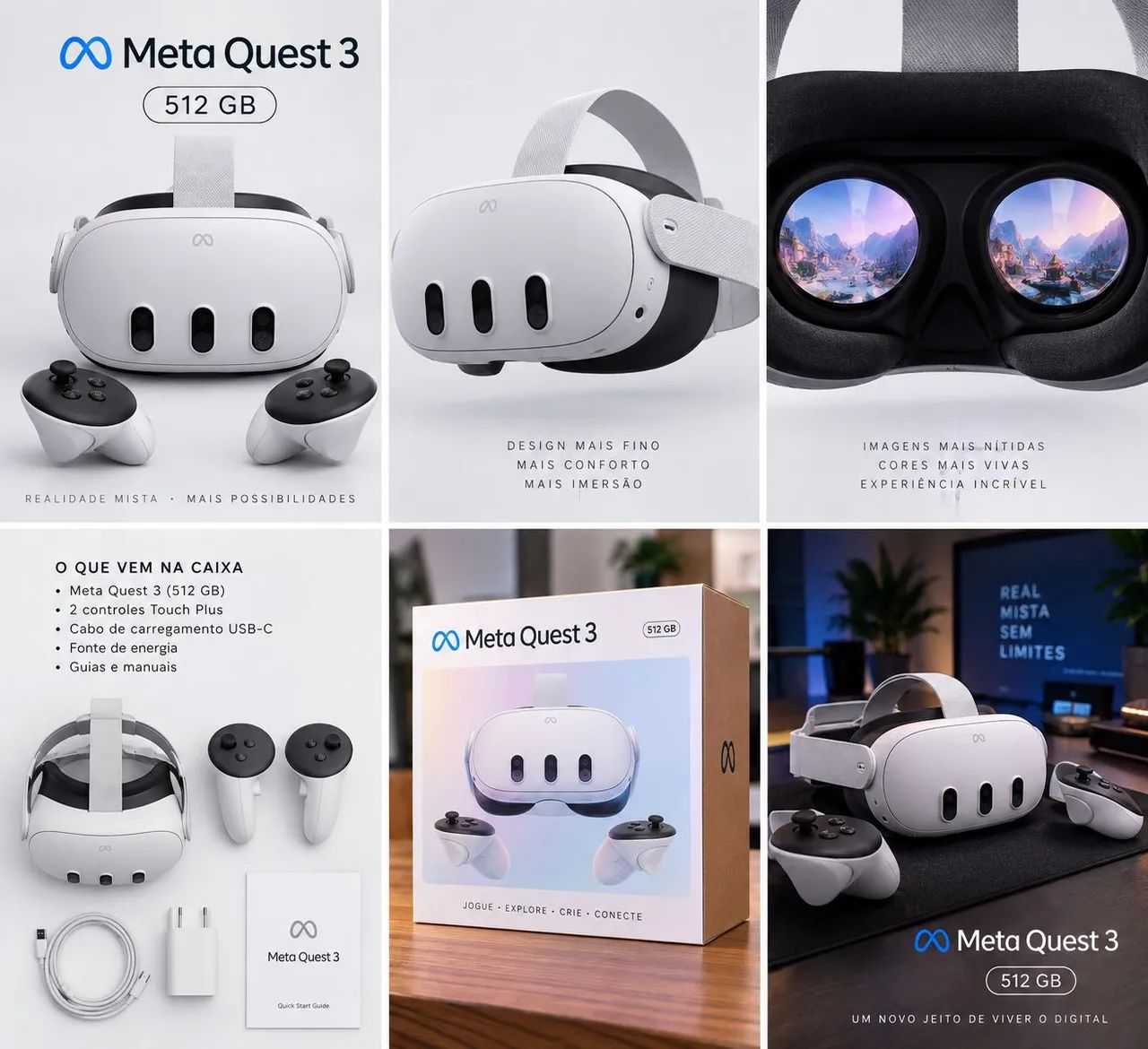Óculus Meta Quest 3 512GB Novo - Periféricos e Acessórios de