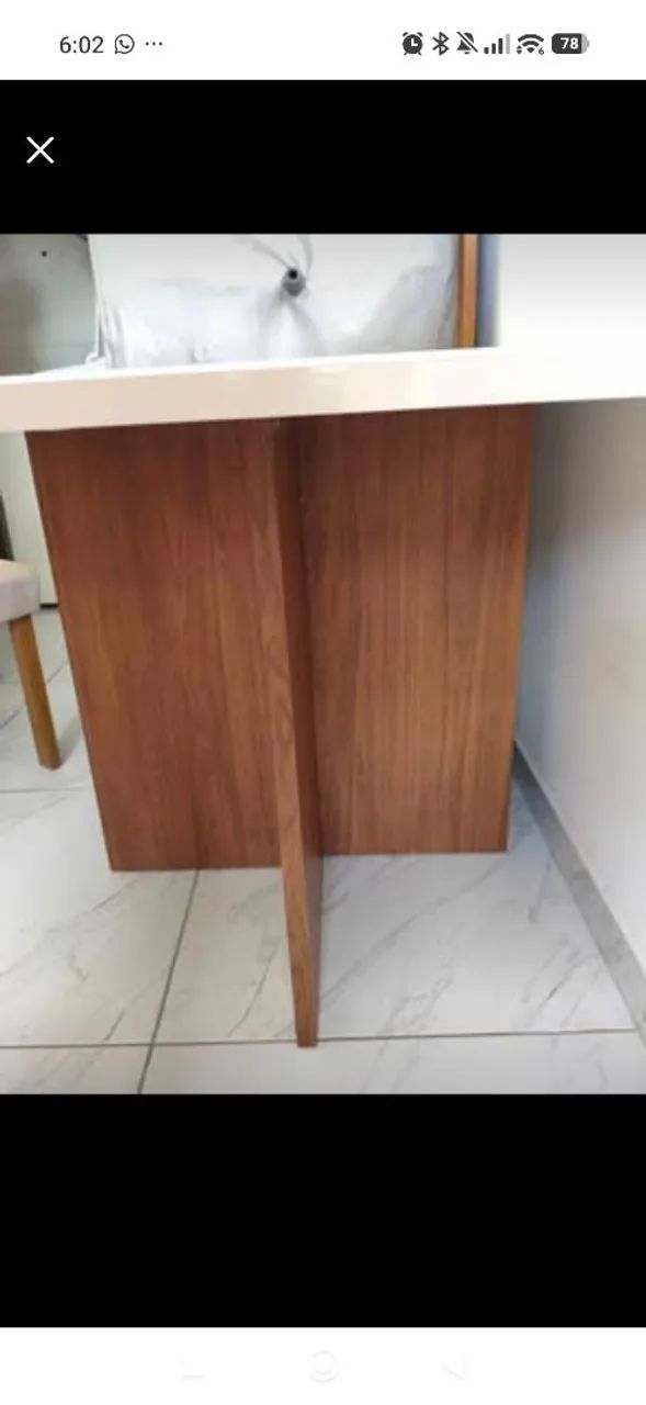 Mesa de jantar retangular em MDF laca (vidro) branco brilho 1,20 x 0,90. Ótimo estado! - Foto 3