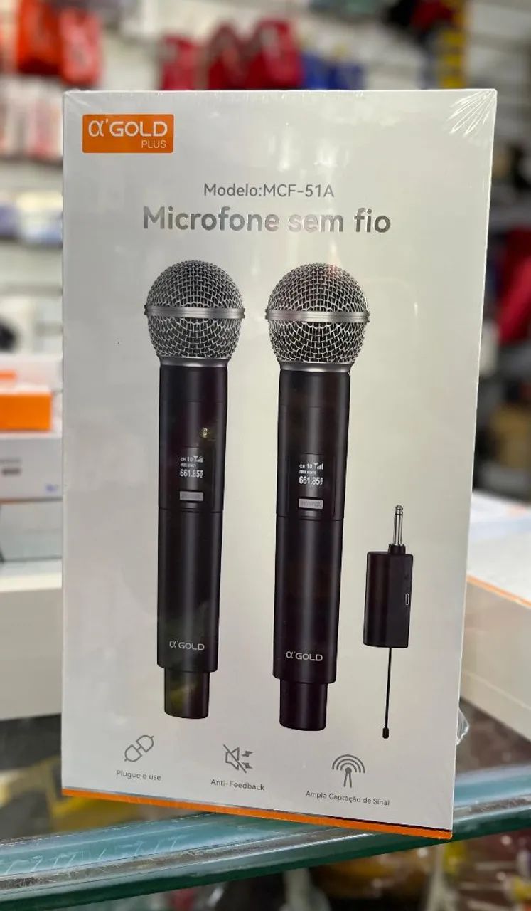 Microfone duplo profissional Alpha 'Gold Sem fio  