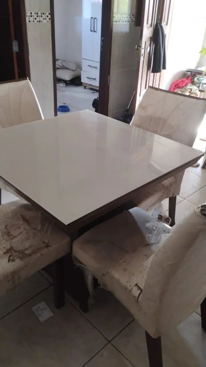Mesa 4 cadeiras , mesa com vidro  - Foto 4