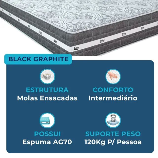  Colch ão Queen Black Grafitte  - Foto 2