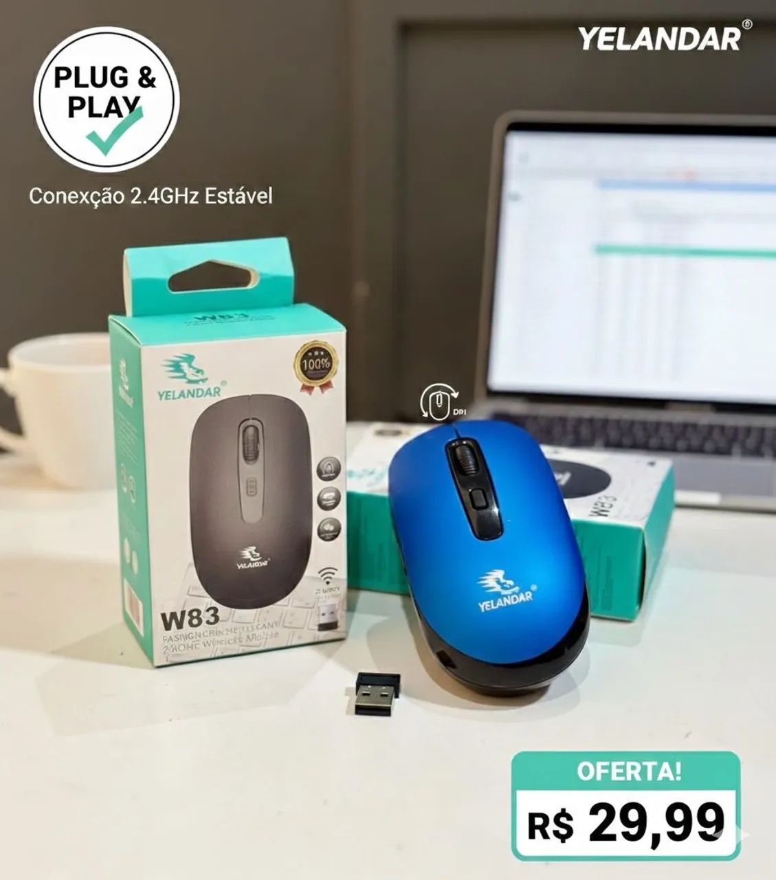 Mouse sem fio  w83 
