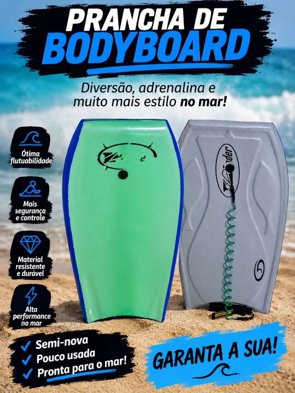 Vende-se Prancha de bodyboard Genesis Tinder com cor rara + strep raro usada- excelente