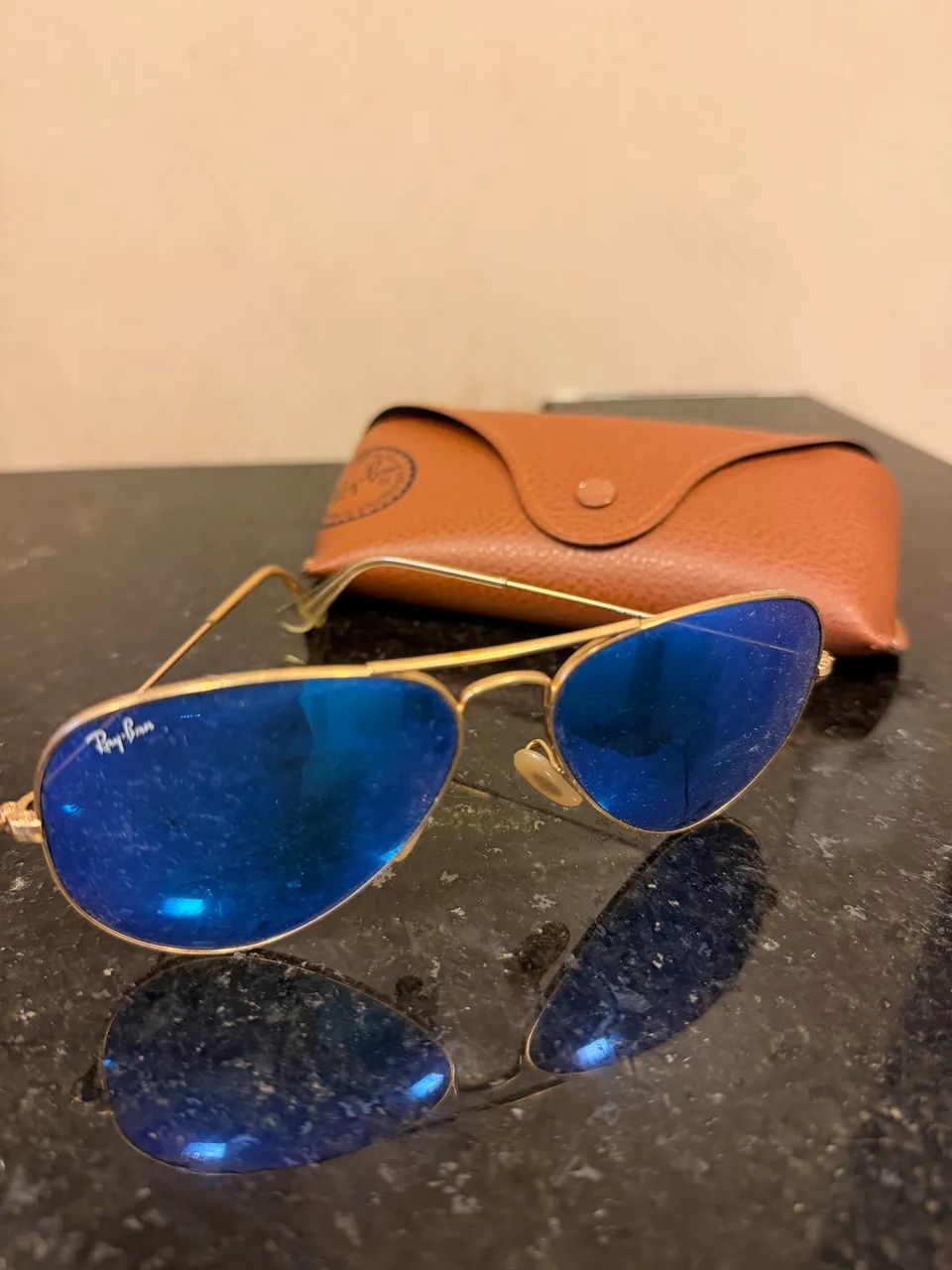 Óculos Ray-Ban Aviator Original - Lentes Espelhadas Azuis - Foto 2
