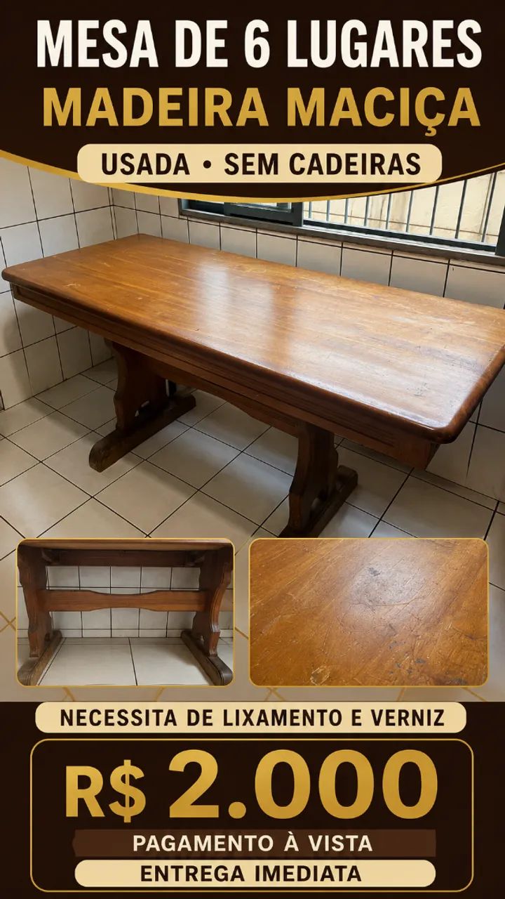 Vende-se mesa de madeira 