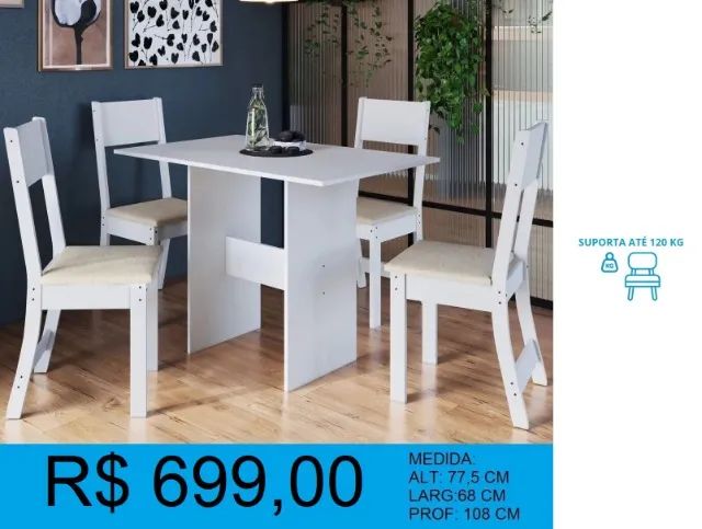 Mesa com 4 cadeiras de otima qualidade - compre hoje e receba em até 72h