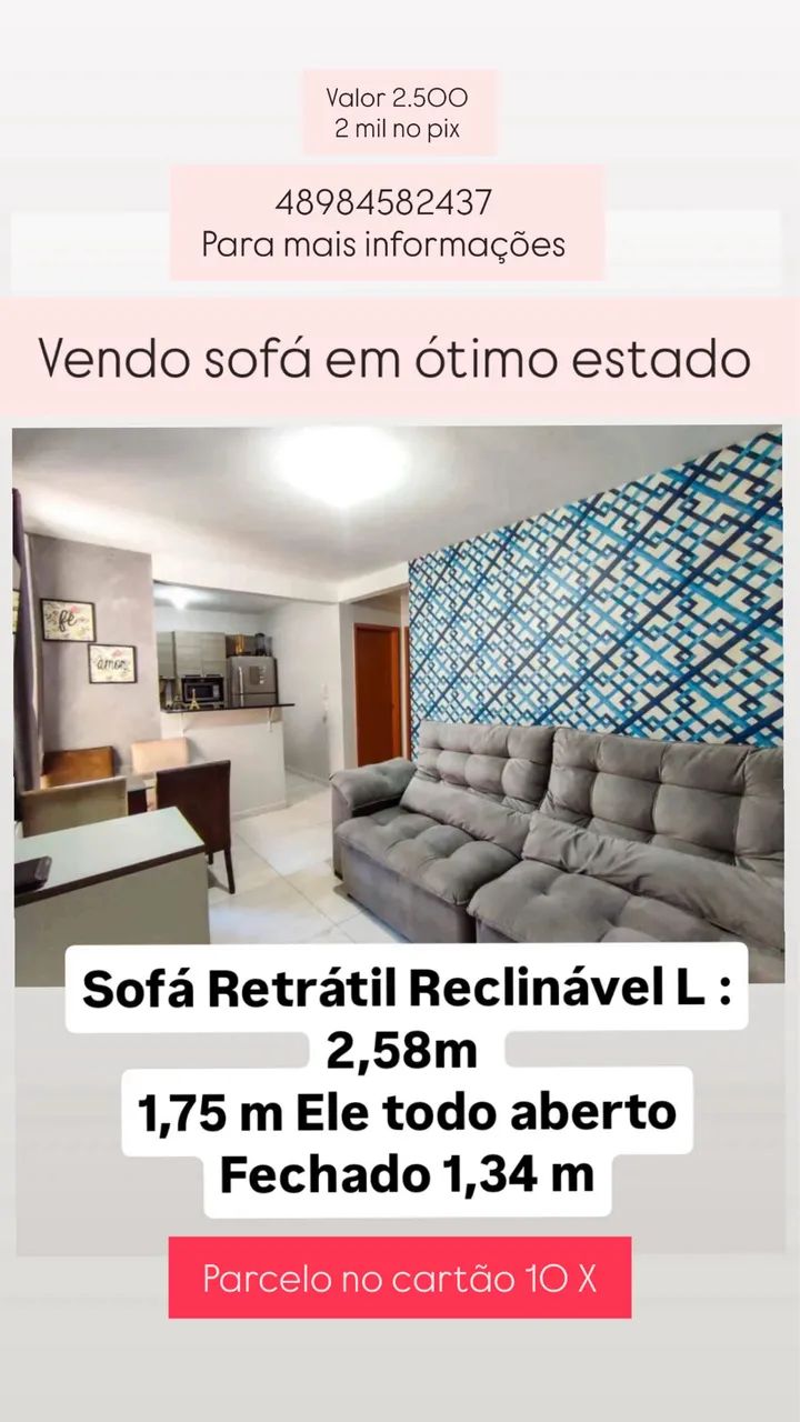 Sofá retrátil 4 lugares 