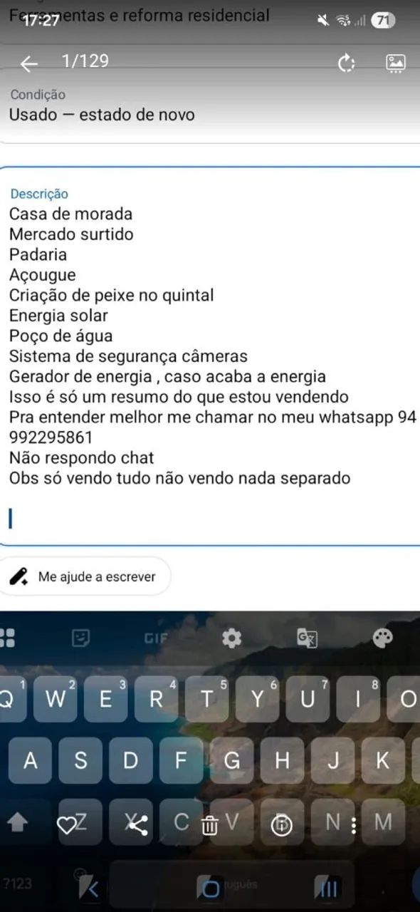 Vendo tudo Cedere 1 perto de Parauapebas.