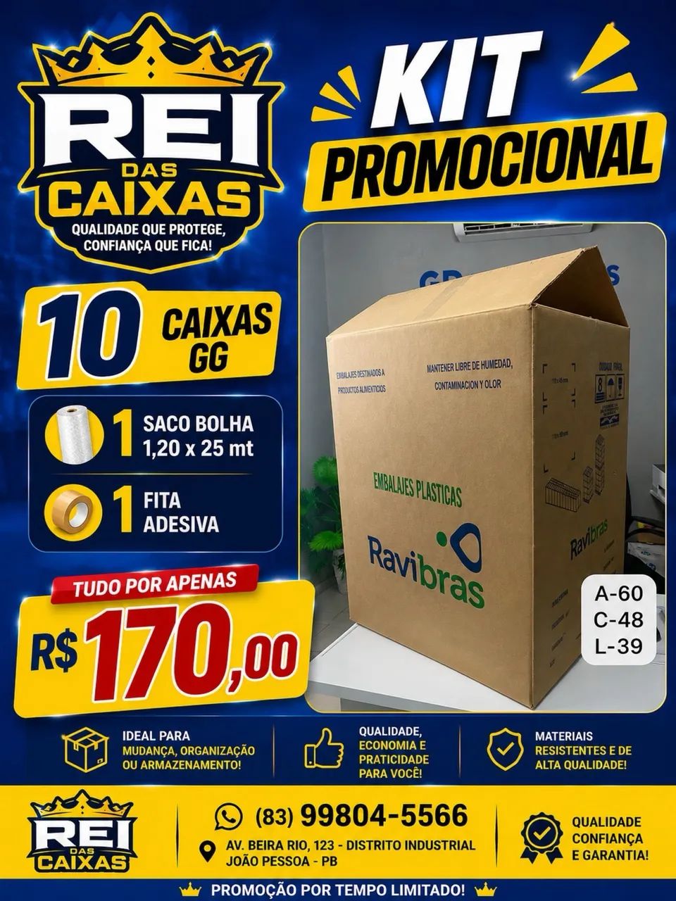 Caixas de papelão kit com 10 caixas