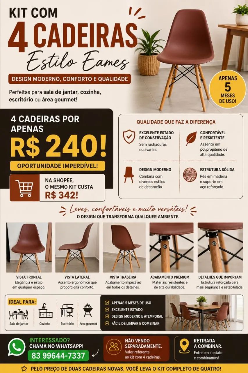 Cadeiras de Cozinha ou Sala Eames