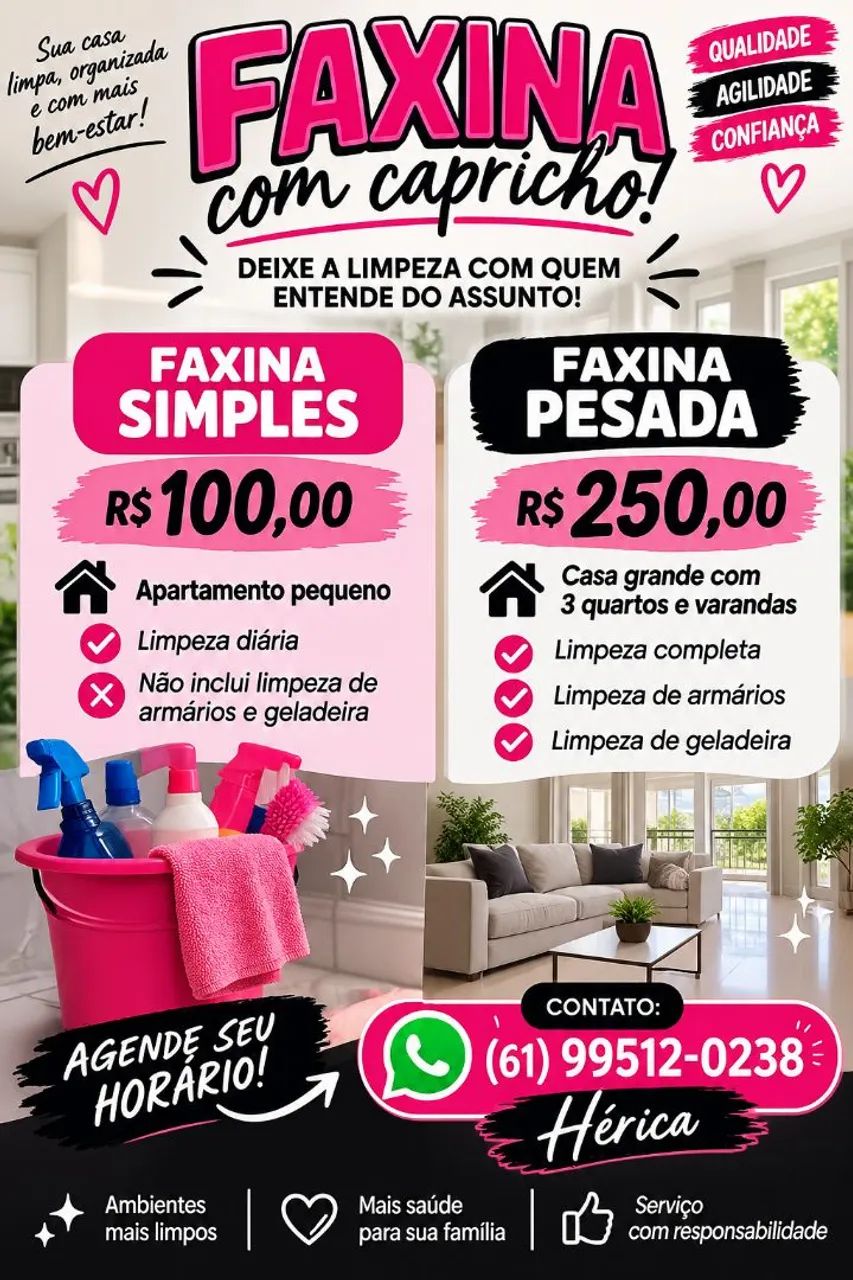 Faxina diária limpeza 