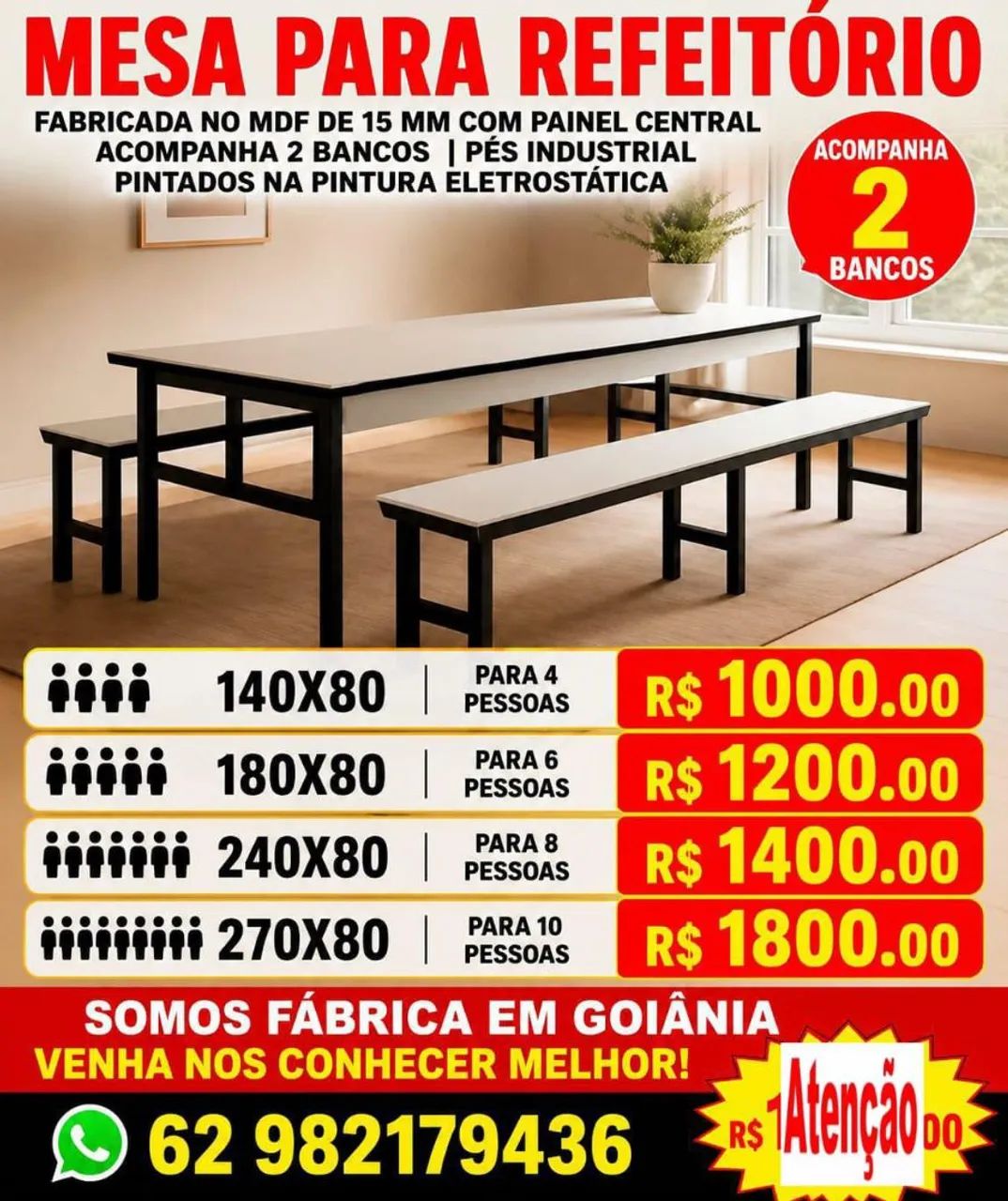 MESAS PARA REFEITÓRIO  - Foto 2
