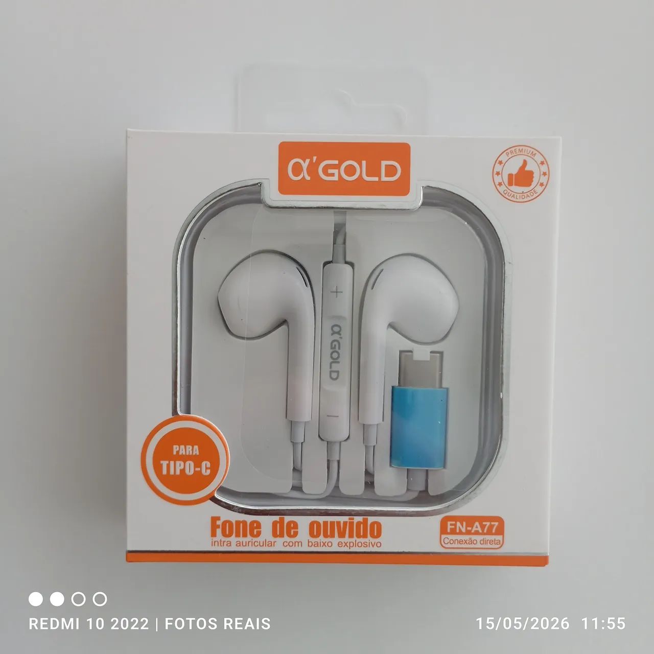 Fone de ouvido agold A77 com microfone e botões in-ear 