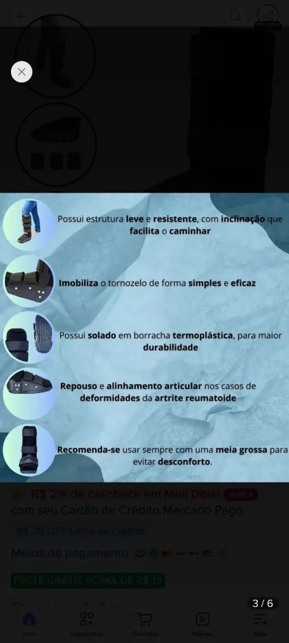 Bota imoblizadora ortopédica cano curto  - Foto 5