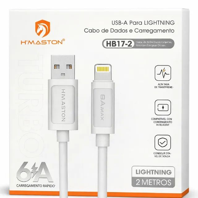 Cabo USB para Lightning H?MASTON HB17-2 6A 2m Carregamento Rápido iPhone iOS pode retirar  - Foto 2