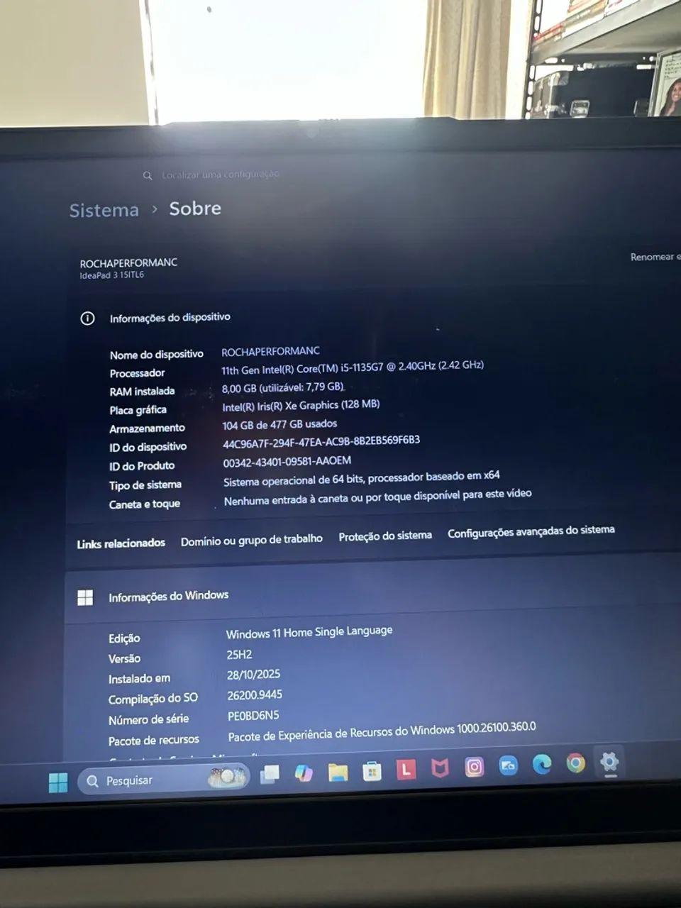 NOTEBOOK LENOVO IDEAPAD 3 - Intel Core i5 - 11ª geração