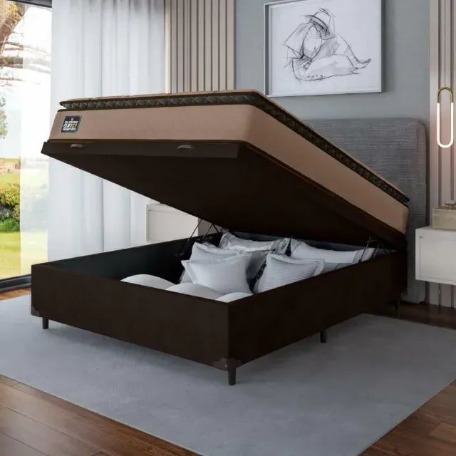 Colchão Casal Espuma D33 + Cama Box Baú Coffee - Foto 2