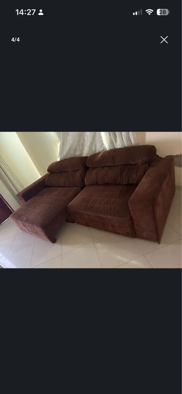 Sofá retrátil, 4 lugares, 2,70m