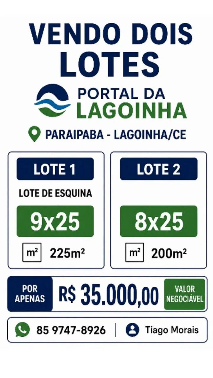Vendo 2 lotes em Paraipaba - Lagoinha CE