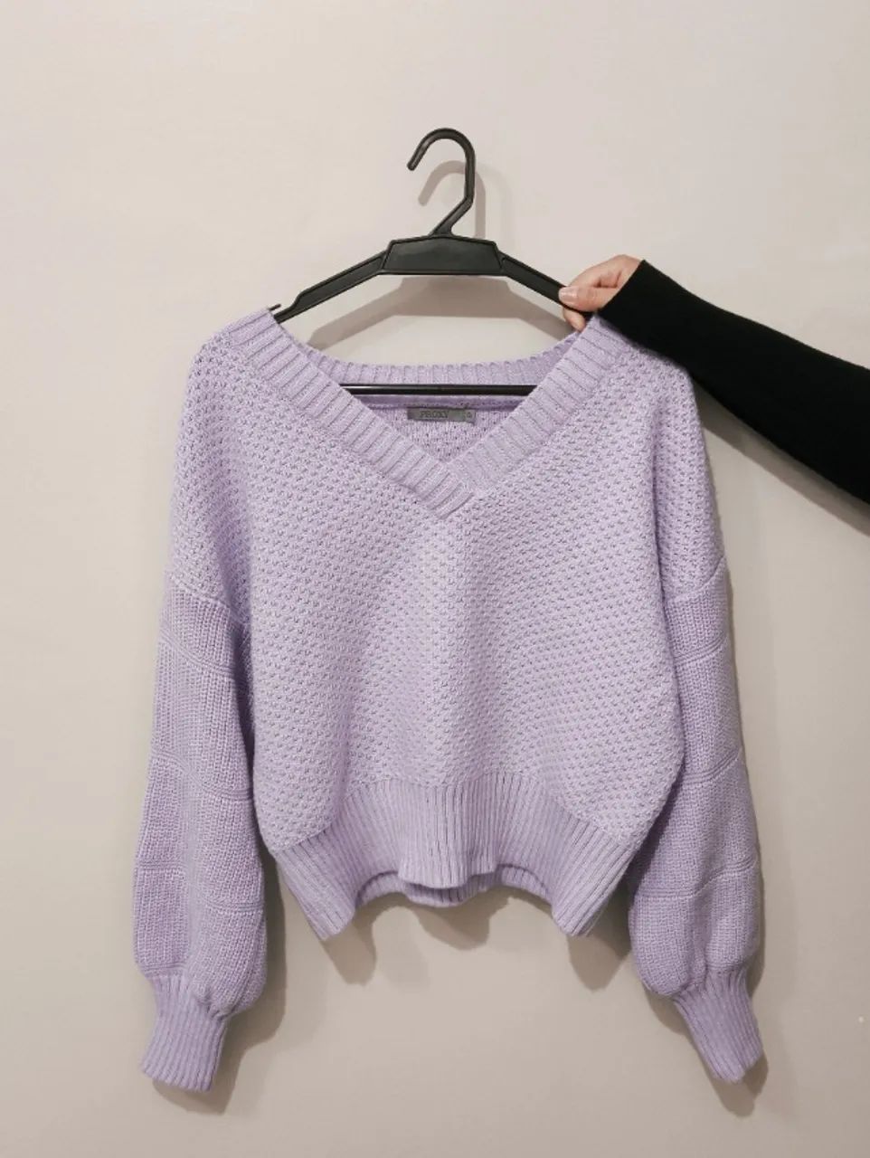 Suéter Feminino Proxy em Tricô Lilás/Lavanda Oversized Tam. G