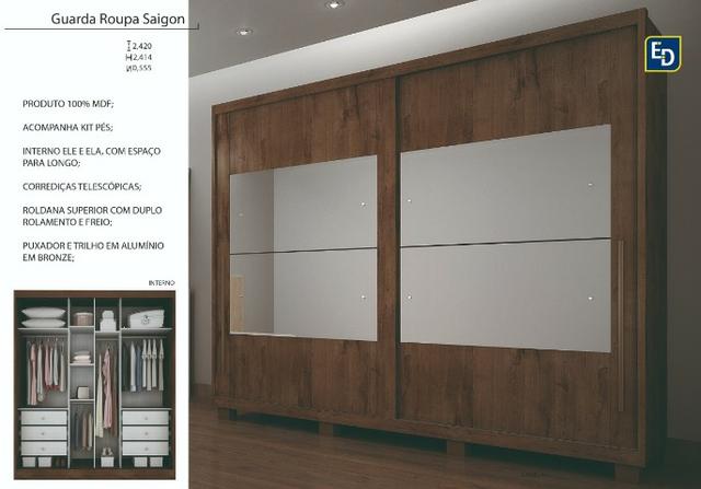 Guarda roupa saigon 100%mdf - mega promoçao - montagem gratis - Foto 2