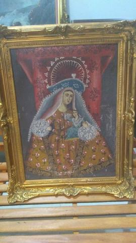 Tela Cusquenha Com Moldura Antiga Anos 20 Original De Época