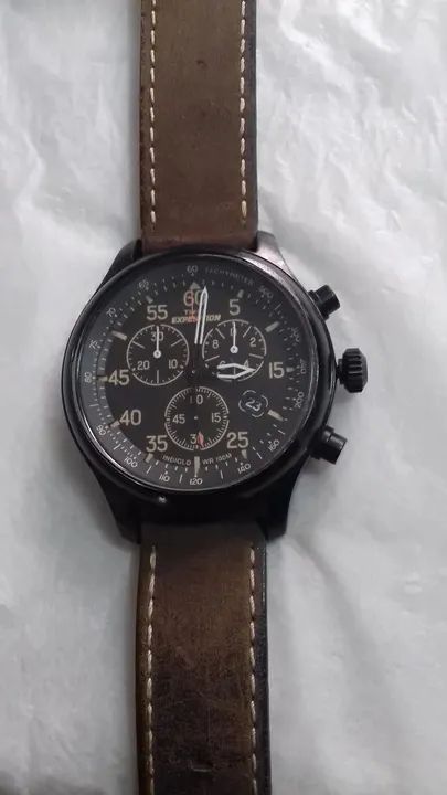Timex-Expedition-Field-Chronograph- Pulseira de couro - Impecável - Baixei o Valor - Foto 3