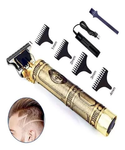 Máquina Cortar Cabelo Aparador Barbeador Pelos Corpo 15cm Cor Dourado 110v/220v - Foto 2