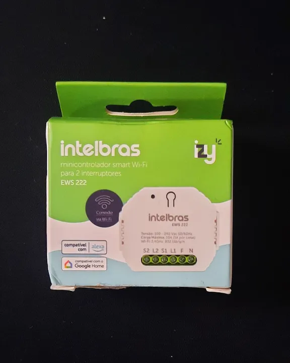 Mini controlador smart Wi-fi para 2 interruptores EWS 222 Intelbras