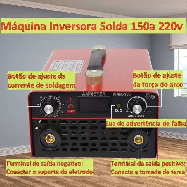 Máquina de Solda Inversora 150-A 5kW 220v Tig Lift Mma 50hz/60hz com Acessórios - Foto 4