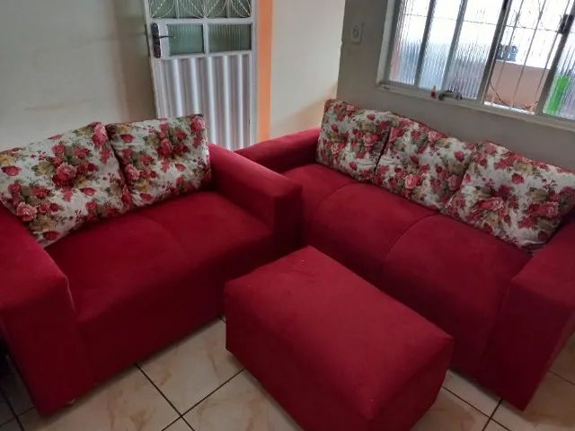 Sofá Floral Novo 2 E 3 Lugares + Puff Direto Da Fábrica Várias Cores