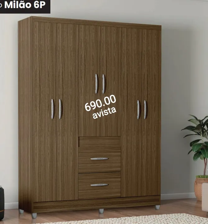 guarda roupas cor castanho novo 690.00 com montagem avista