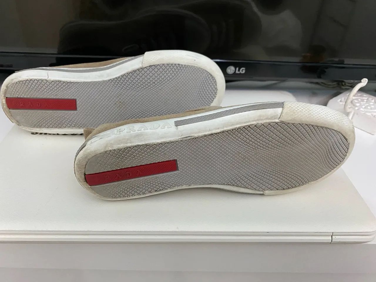 Tênis Prada Kids Infantil Bege com Velcro - Foto 4