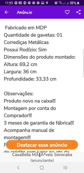Mesa de Cabeceira Á Pronta entrega  - Foto 3