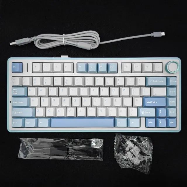 Teclado Mecânico Sem Fio Aula F75 RGB Branco e Azul - Foto 2