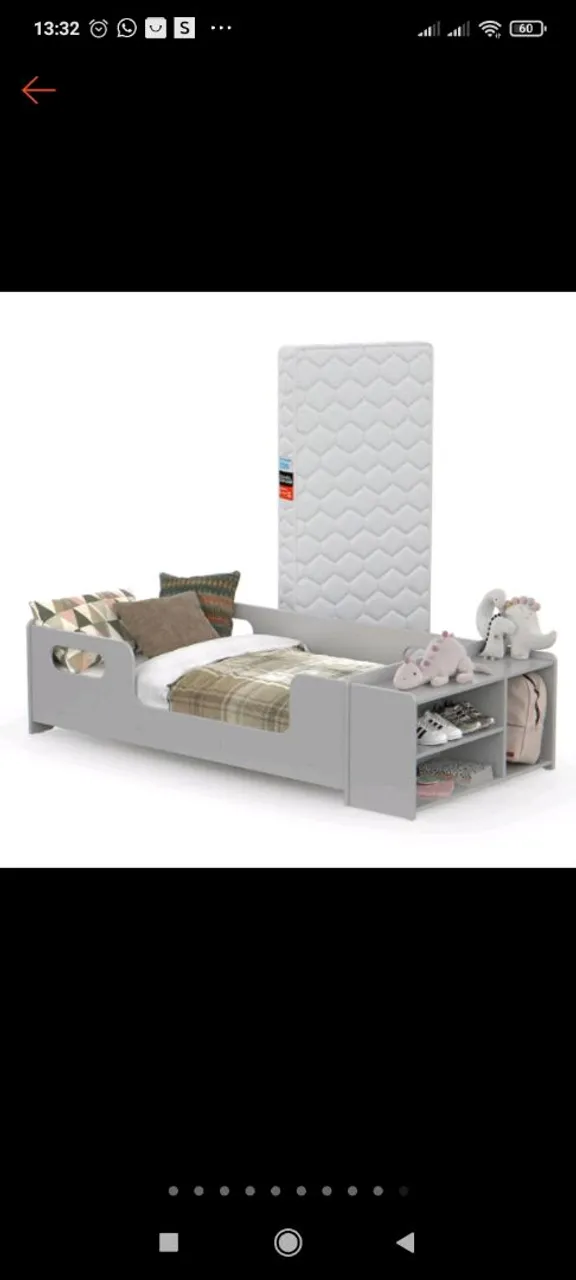 Cama Infantil com Prateleiras e Colchão