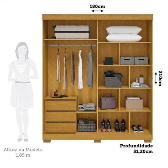 Guarda Roupa Athena Sem Espelho - Foto 3