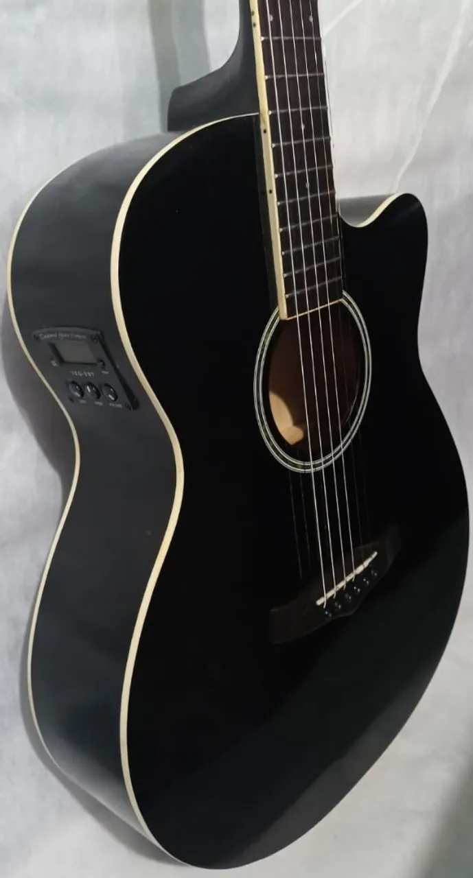 Violão Tanglewood eletroacústico Preto, cordas de aço Giannini novas 