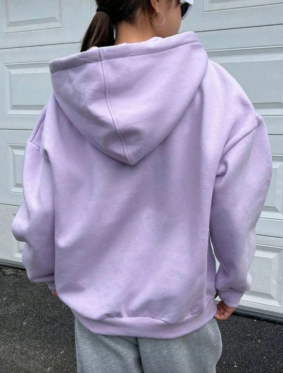 Moletom Lilás Feminino DAZY com Capuz - Térmico, Casual e Confortável - Foto 5