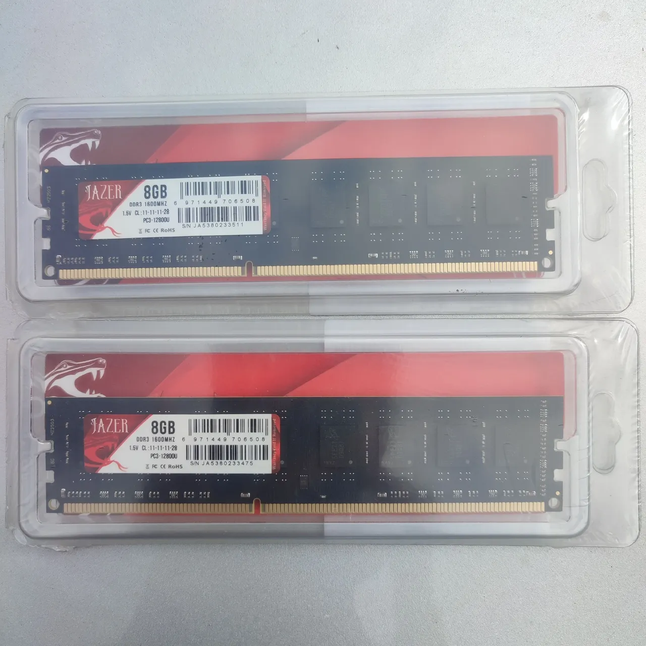 Memória RAM Jazer DDR3 2x8GB 1600MHz