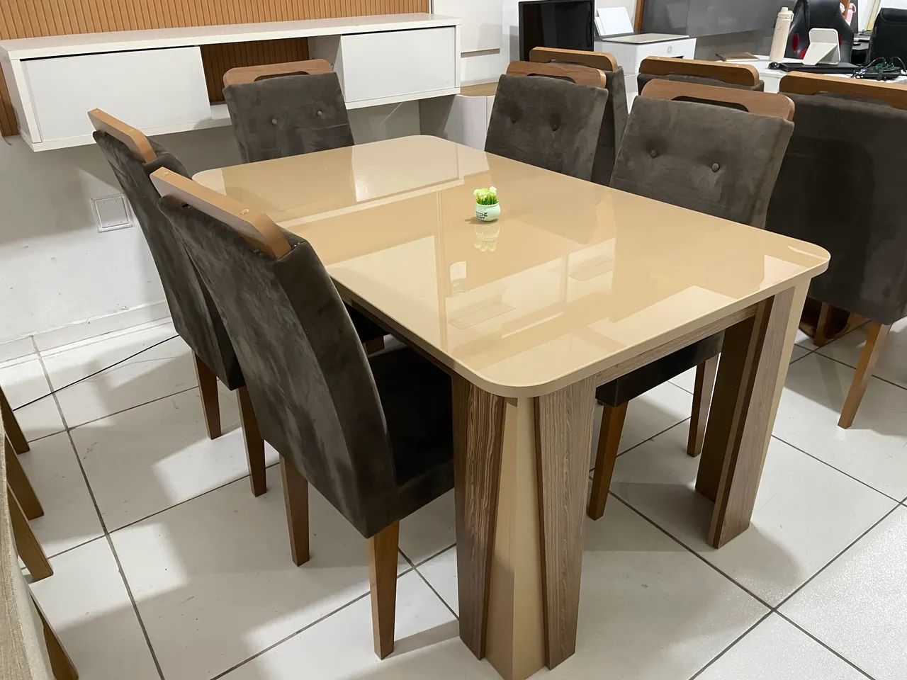 Mesa de jantar 6 lugares tampo de vidro  - Foto 2