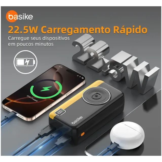 Power Bank 30000mah Carregador Portátil Super Rápido 22.5w Cabos inclusos - Foto 3