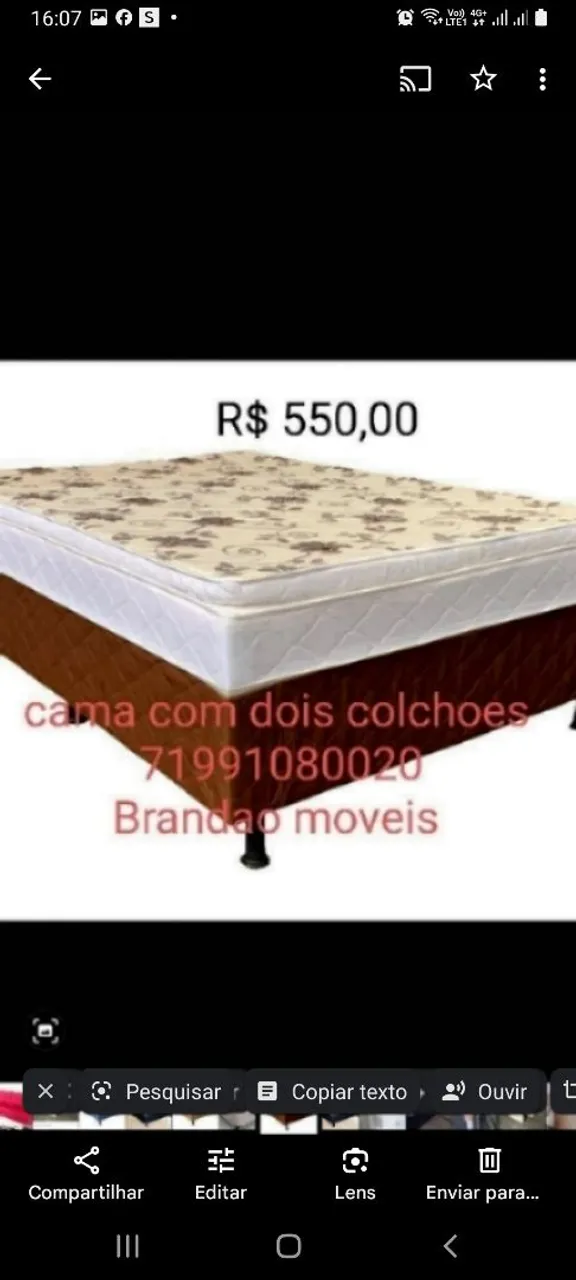Cama casal R$ 550,00 Box com 2 Colchões luxo Top pillow