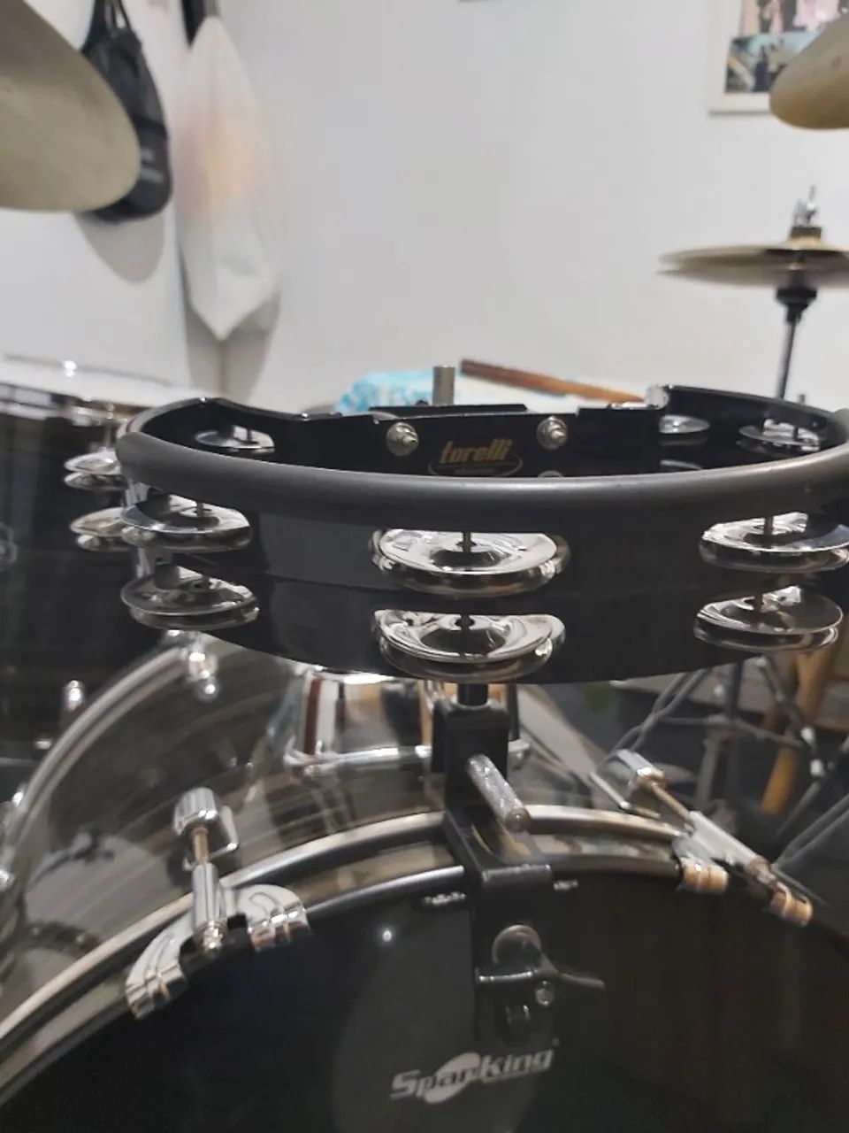 pandeiro meia lua com clamp fixador