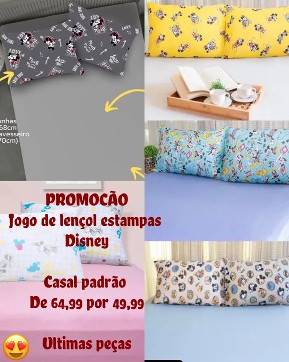 Jogo de Lençol Estampas Disney - Casal - Últimas Peças!