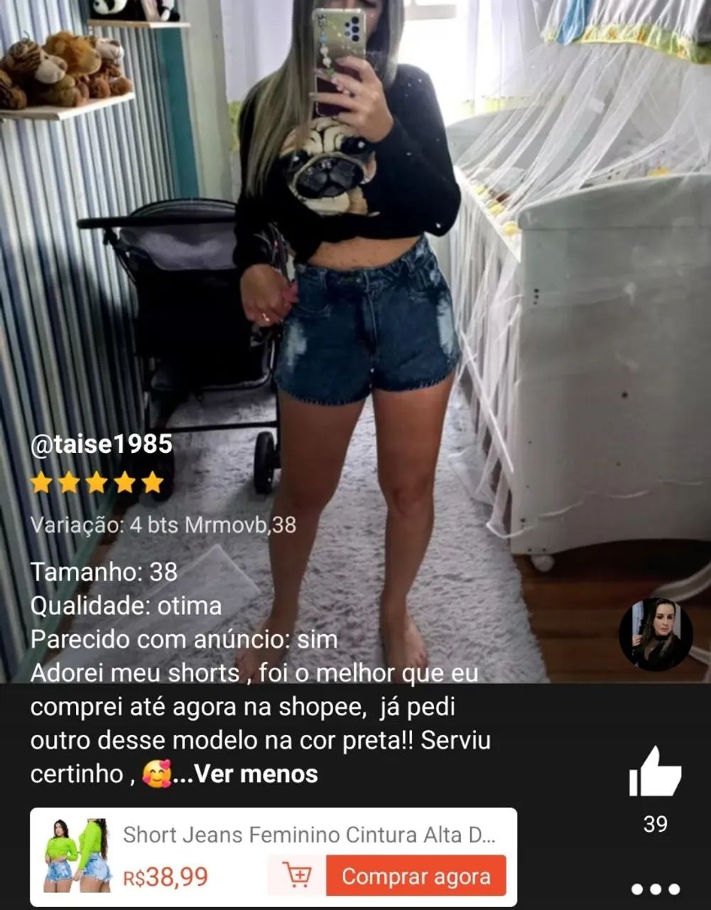 Short Jeans Feminino Cintura Alta - Novo