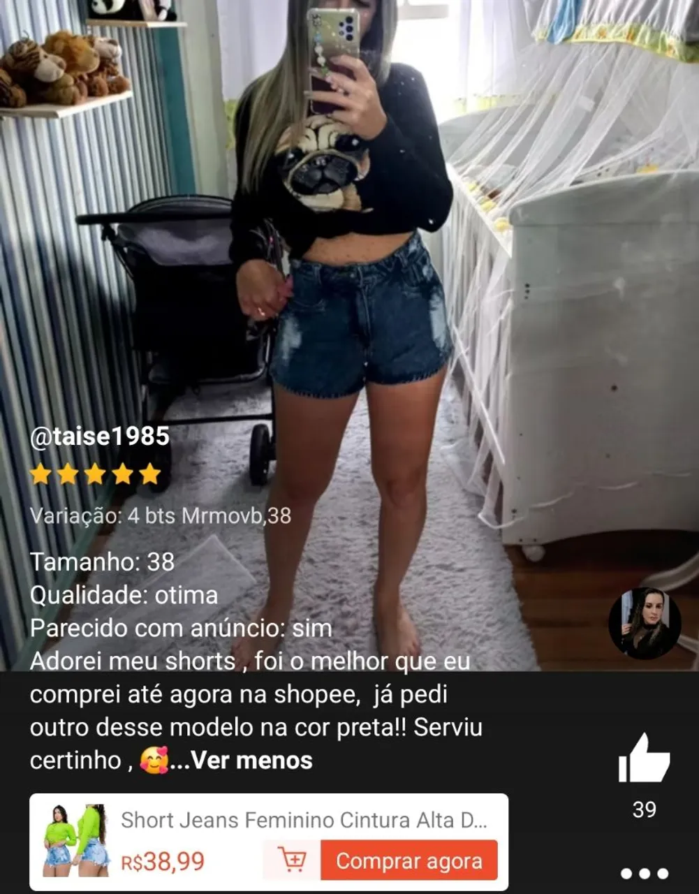 Short Jeans Feminino Cintura Alta - Novo