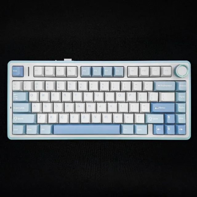 Teclado Mecânico Sem Fio Aula F75 RGB Branco e Azul